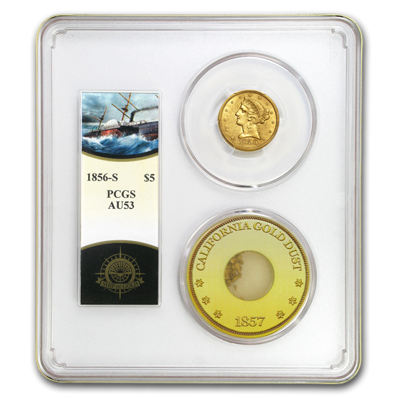 1856-S $5 Lib Gold SS Cen. America AU-53 PCGS (Ship of Gold) 1856-S $5 Lib Gold SS Cen. America AU-53 PCGS (Ship of Gold)